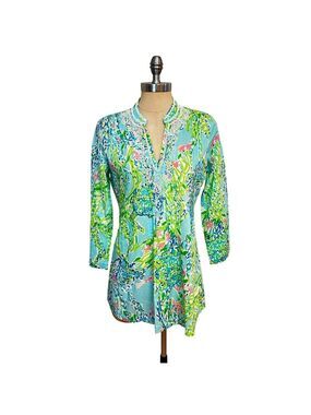 Lilly Pulitzer Blue Heaven Sarasota Beaded Tunic Top Small